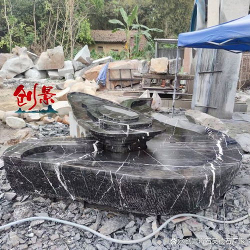 廣東異形黑山石加工廠家 黑山石水缽創意全面實景拍攝案例圖